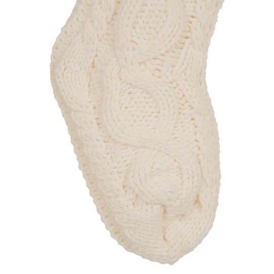 Glitzhome® 24" Knitted Polyester Christmas Stocking with Pom Pom